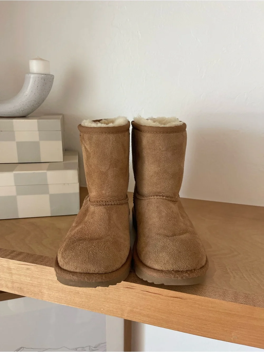 Ugg Australia Classic II Chestnut Tan Brown Suede Sherpa Shearling Boots Size 1